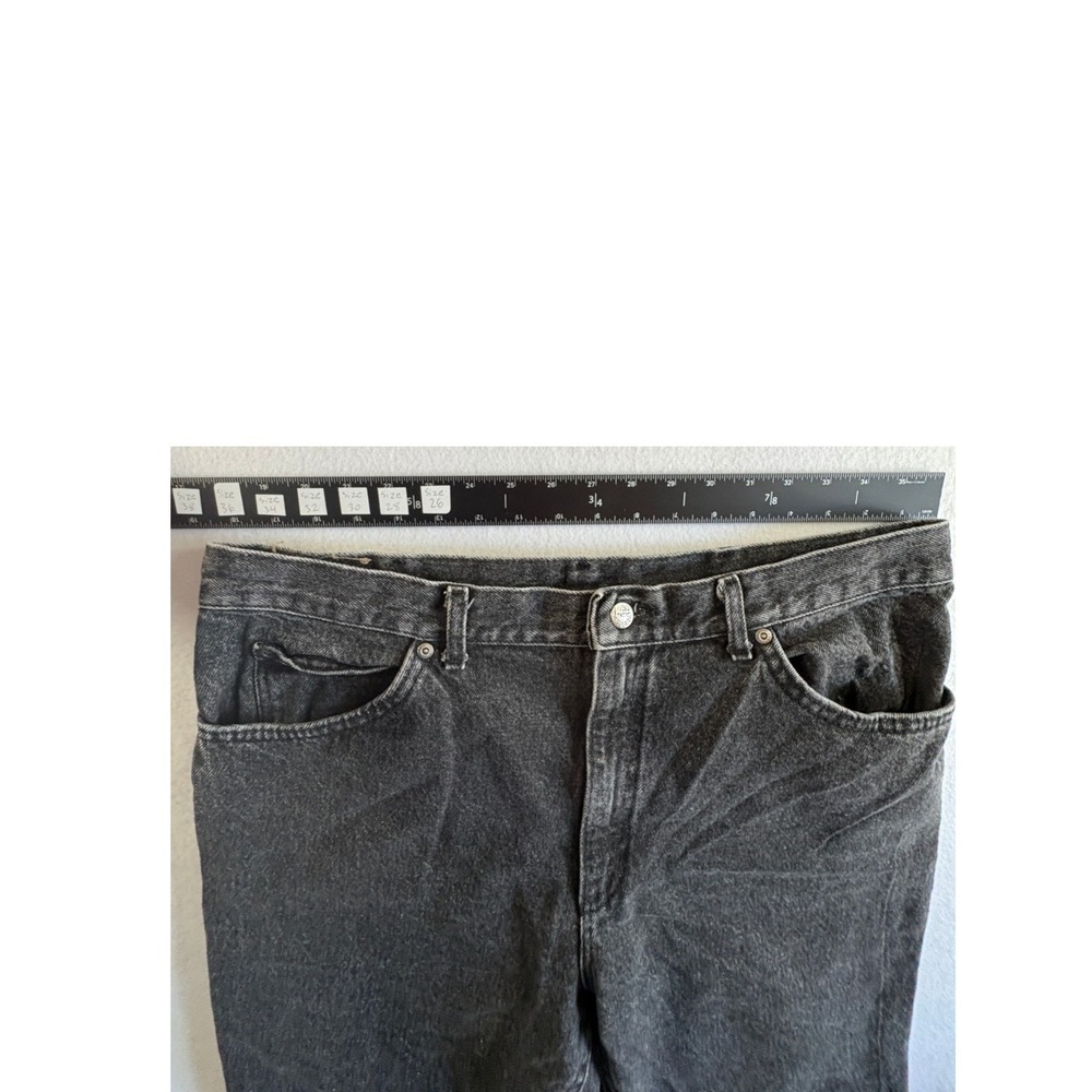 VTG Lee Jeans Men 38x32 (37x31) Gray Denim Union Made Straight Charcoal Wash USA - Picture 5 of 7